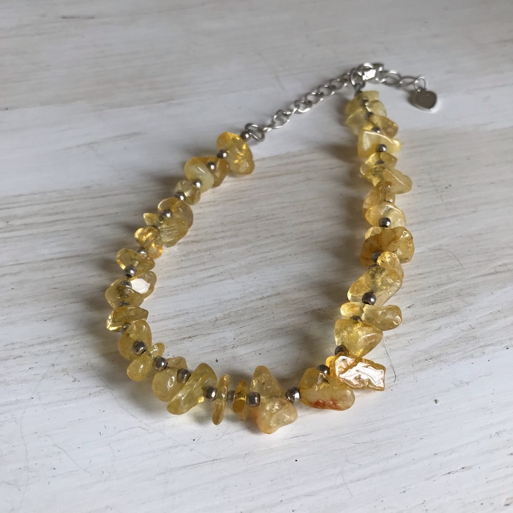 Sterling Silver Citrine Stone Beaded Bracelet